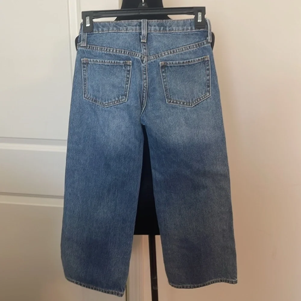 2 Pairs Girls Old Navy Adjustable Baggy Flare Baggy Wide Leg Button Jeans Size 8